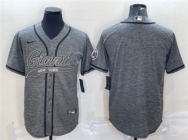 Men's New York Giants Blank Gray With Patch Cool Base Stitched Baseball Jersey